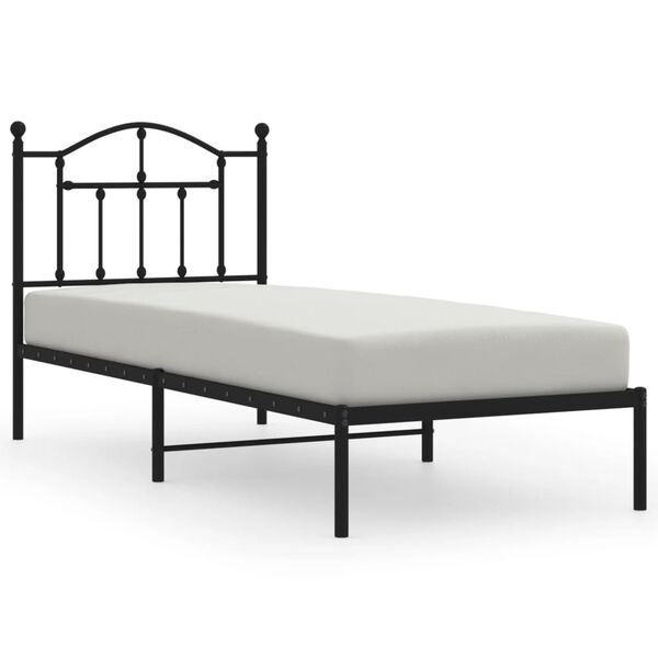 vidaXL Estructura cama sin colch&oacute;n con cabecero metal negro 90x190 cm