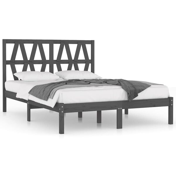vidaXL Estructura de cama de madera maciza de pino gris 200x200 cm