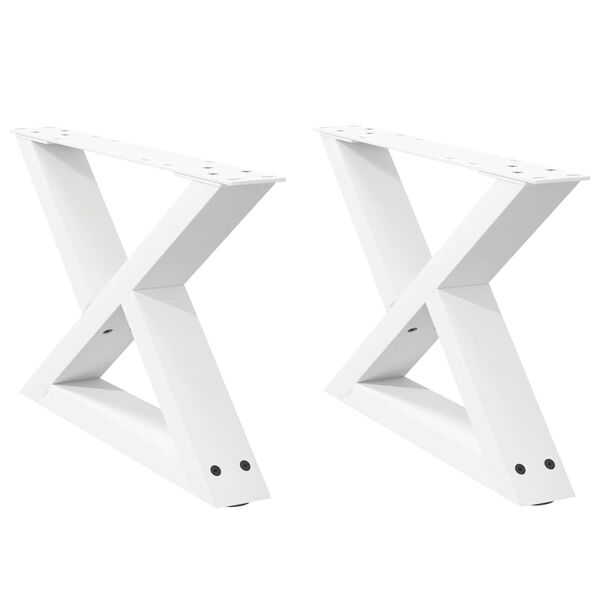 vidaXL Patas para mesa de centro (2 unidades), color blanco, 50 x (30-31,3) cm, acero