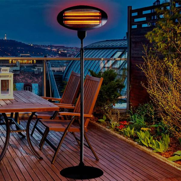 Excellent Electrics Calentador de patio de pie 2000 W cuarzo negro