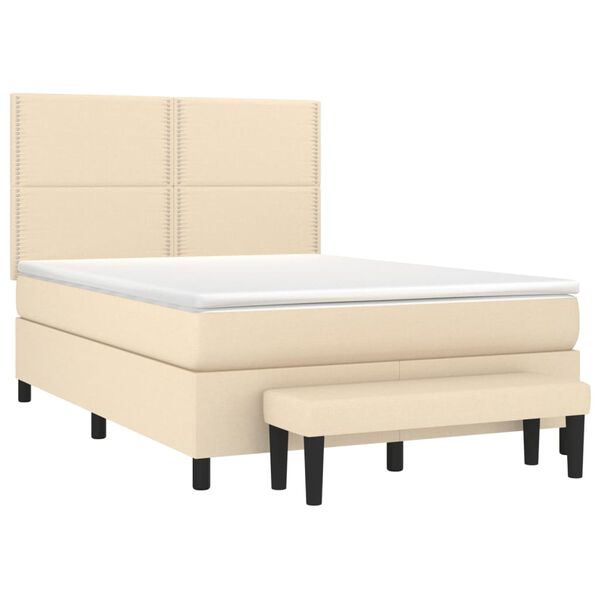 vidaXL Cama box spring con colch&oacute;n tela color crema 140x200 cm