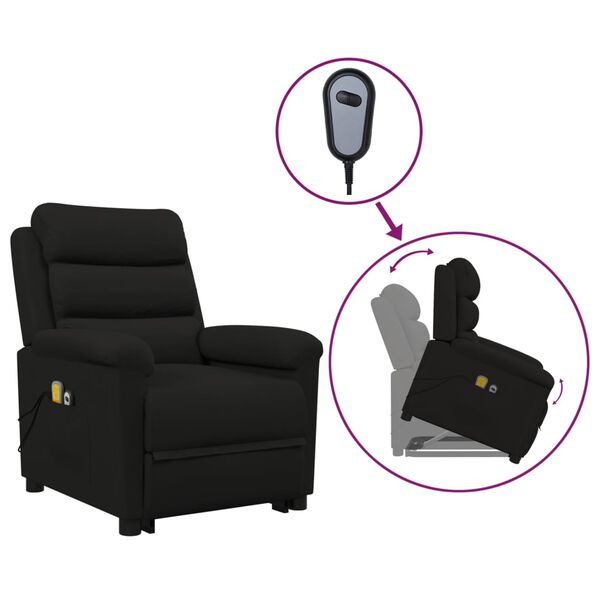 vidaXL Sill&oacute;n de masaje elevable terciopelo negro