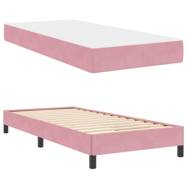 vidaXL Cama tipo Box Spring con colch&oacute;n Rosa 90 x 210 cm tela