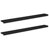 vidaXL Alfeizares 2 uds. Negro 160 x 20 x 2 cm Madera de Haya S&oacute;lida