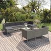 vidaXL Set de muebles de jard&iacute;n 11 pzas y cojines rat&aacute;n sint&eacute;tico gris
