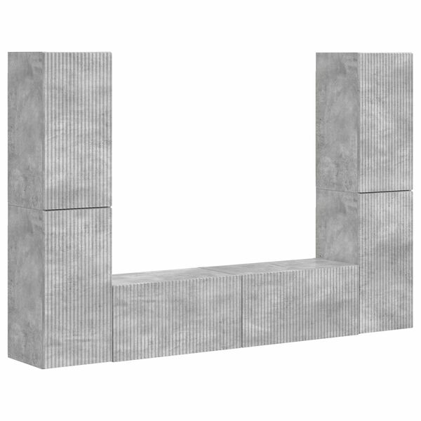vidaXL Conjunto de mueble de TV 6 pcs Gris Concreto