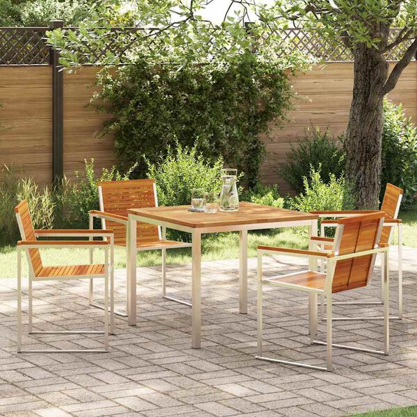 vidaXL Conjunto de Comedor de Jardín 5 pcs Madera de Acacia Sólida