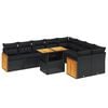 vidaXL Set de sof&aacute;s de jard&iacute;n 10 pzas cojines rat&aacute;n sint&eacute;tico negro