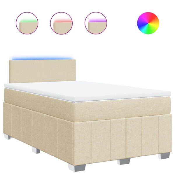 vidaXL Cama box spring con colch&oacute;n tela color crema 120x190 cm