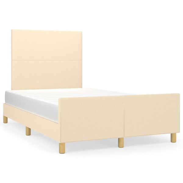 vidaXL Estructura de cama sin colch&oacute;n tela crema 120x200 cm