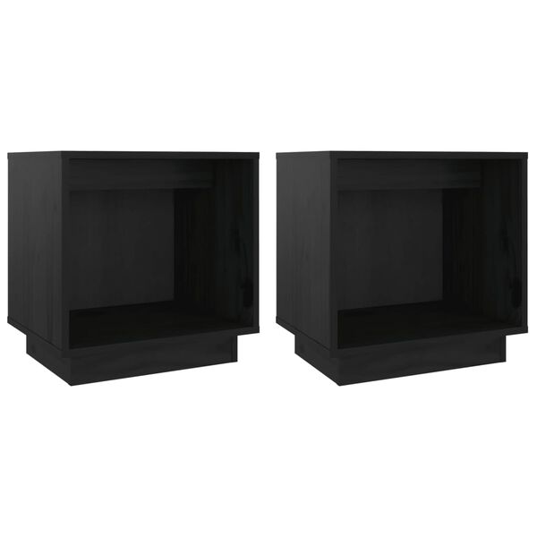 vidaXL Mesitas de noche 2 uds madera maciza de pino negro 40x30x40 cm