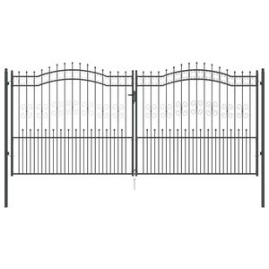 vidaXL Puerta de Cerca con Punta de Lanza Kampen Gris 404 x 175 cm