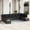 vidaXL Conjunto de sof&aacute;s de jard&iacute;n 10 pcs Negro Rat&aacute;n sint&eacute;tico