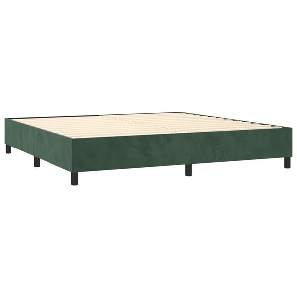 vidaXL Cama box spring con colch&oacute;n terciopelo verde oscuro 200x200 cm
