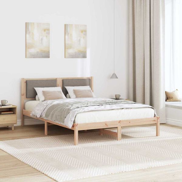 vidaXL Estructura de cama Taup&eacute; 140 x 190 cm Madera de pino macizo