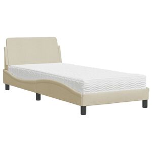vidaXL Cama con colch&oacute;n Dover tela color crema 90x200 cm