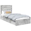 vidaXL Cama con almacenamiento con caj&oacute;n Gris Concreto 90 x 190 cm