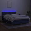 vidaXL Cama box spring con colch&oacute;n y LED tela azul 140x200 cm