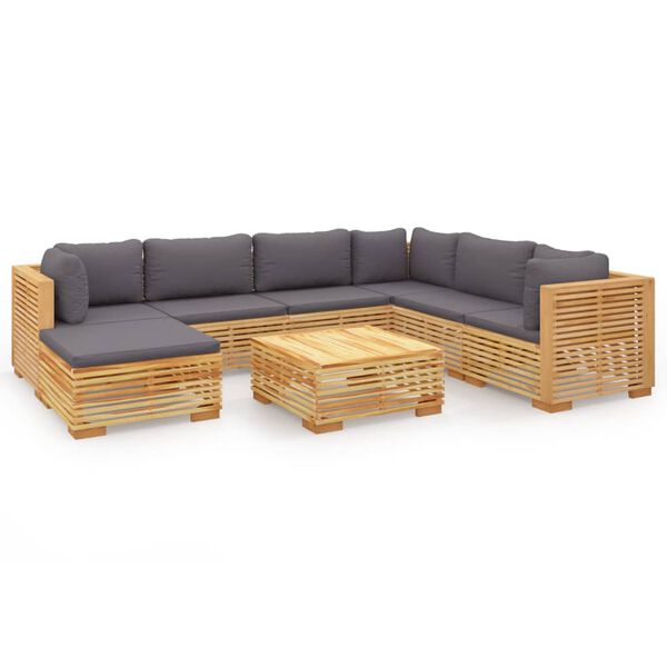 vidaXL Juego muebles de jard&iacute;n 8 piezas y cojines madera maciza teca