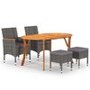 vidaXL Juego de comedor de jard&iacute;n de 5 piezas gris