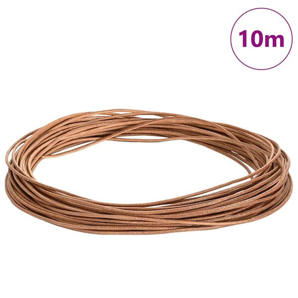 vidaXL Cordón de cuero Marrón Ø2 mm x 10 m Cuero