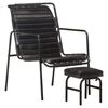 vidaXL Silla de relax reposabrazos y reposapi&eacute;s cuero aut&eacute;ntico negro