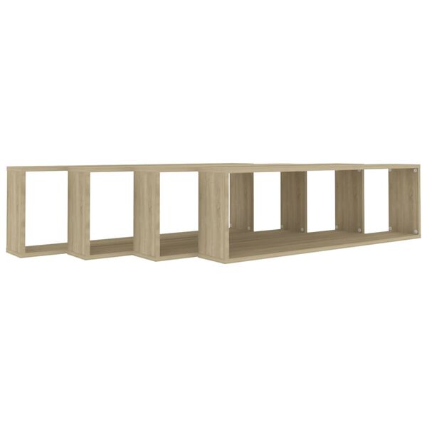 vidaXL Estantes cubo pared 4uds contrachapado roble Sonoma 100x15x30cm