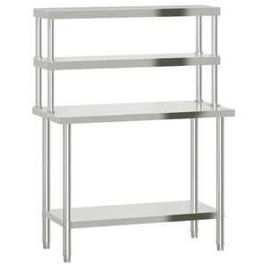 vidaXL Mesa de trabajo para cocina con estante acero inox 110x55x150cm