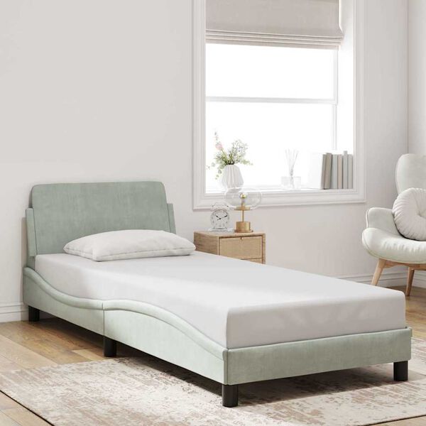 vidaXL Estructura de cama Dover terciopelo gris claro 90x200 cm