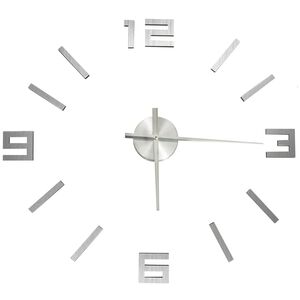 vidaXL Reloj 3D de pared con dise&ntilde;o moderno plateado 100 cm XXL