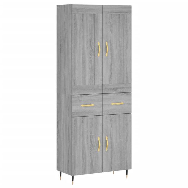 vidaXL Aparador alto madera contrachapada gris sonoma 69,5x34x180 cm
