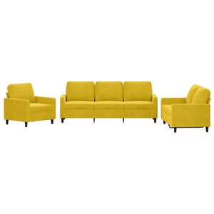 vidaXL Juego de sof&aacute;s con cojines 3 piezas terciopelo amarillo