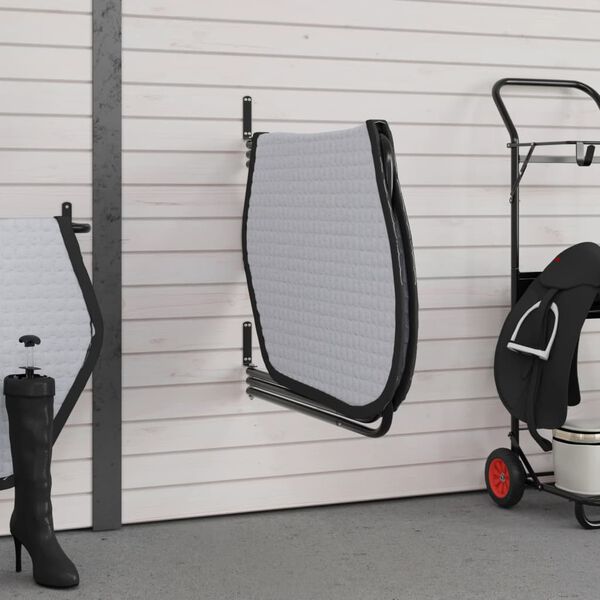 vidaXL Soporte para manta de montura 3 brazos hierro negro