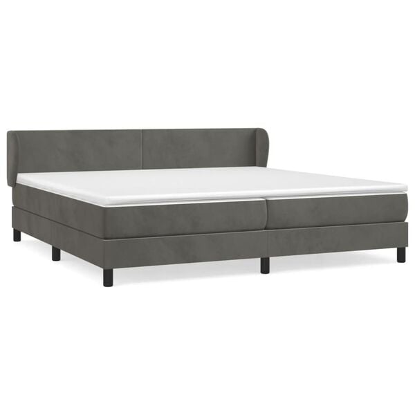 vidaXL Cama box spring con colch&oacute;n terciopelo gris oscuro 200x200 cm