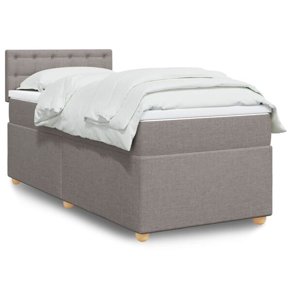 vidaXL Cama box spring con colch&oacute;n tela gris taupe 90x200 cm
