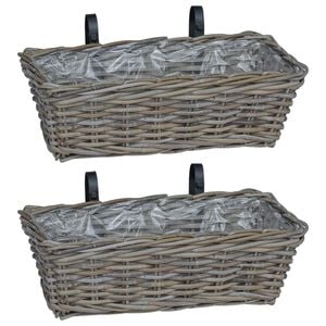 vidaXL Cesta Colgante para Plantas 2 pcs Gris 48 x 22 x 15 cm