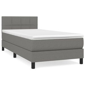vidaXL Cama box spring con colch&oacute;n tela gris oscuro 80x200 cm