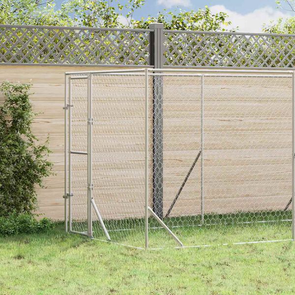 vidaXL Perrera de exterior acero galvanizado plateado 2x14x2 m