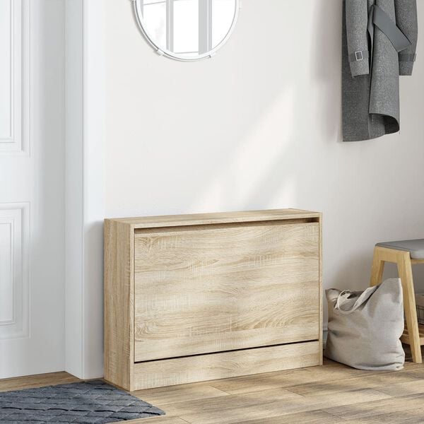 vidaXL Zapatero de madera de ingenier&iacute;a roble Sonoma 80x21x57 cm