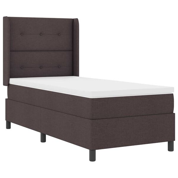 vidaXL Cama tipo Box Spring Marr&oacute;n oscuro 100 x 200 cm tela