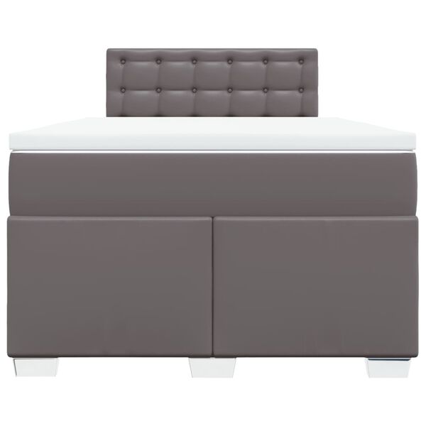 vidaXL Cama box spring con colch&oacute;n cuero sint&eacute;tico gris 120x200 cm
