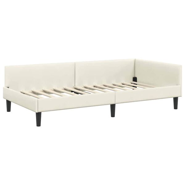 vidaXL Estructura de cama en esquina Crema 90 cm x 190 cm Terciopelo
