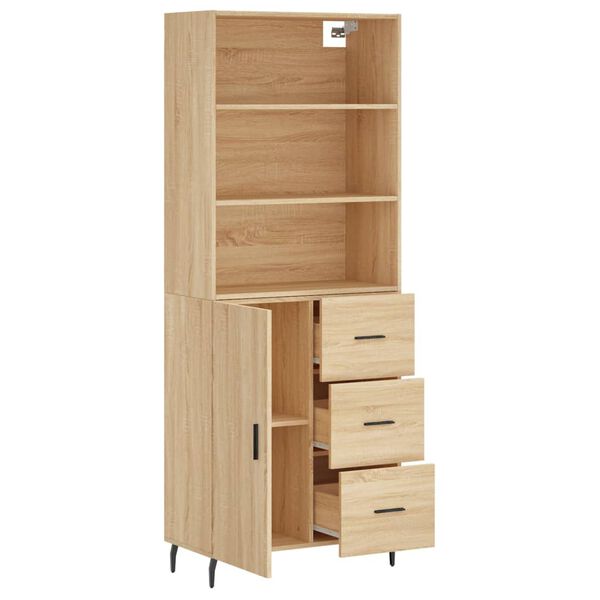 vidaXL Aparador alto madera contrachapada color roble 69,5x34x180 cm