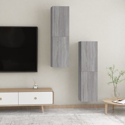 vidaXL Muebles para TV de pared 2 uds gris Sonoma 30,5x30x110 cm