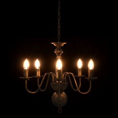 vidaXL Lámpara de araña negro antiguo 5 bombillas x E14