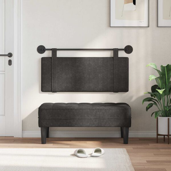 vidaXL Cabecera Colgante Liso Negro 110 x 55 x 5 cm PU antiguo