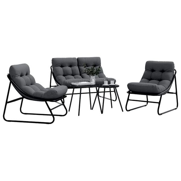 vidaXL Conjunto de Comedor de Jard&iacute;n 5 pcs Negro Acero