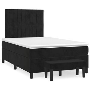 vidaXL Cama box spring con colch&oacute;n terciopelo negro 120x200 cm