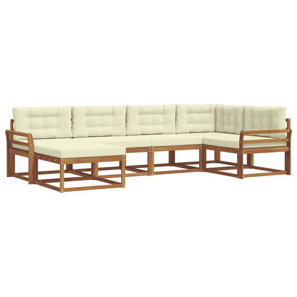 vidaXL Conjunto de sof&aacute;s de exterior con coj&iacute;n 6 pcs Natural y Crema