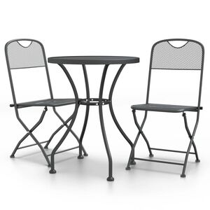 vidaXL Set de comedor de jard&iacute;n 3 pzas malla metal expandido antracita